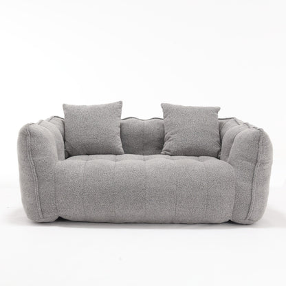 66 Chenille Square Beanbag Chair with High-Resilience Foam Core, Armrests and Handle