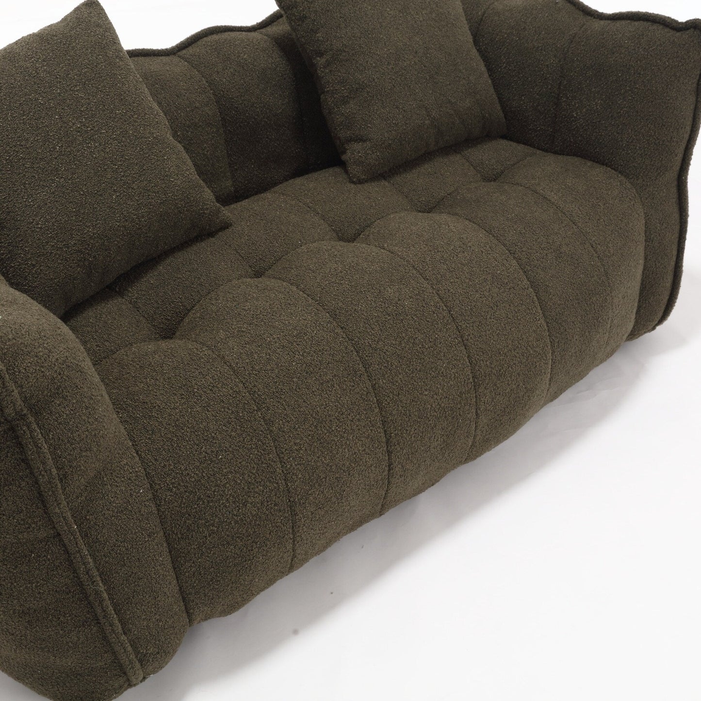 66 Chenille Square Beanbag Chair with High-Resilience Foam Core, Armrests and Handle
