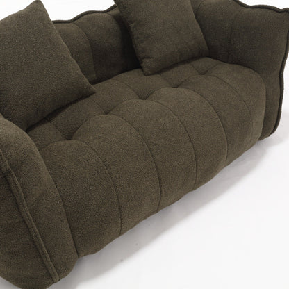66 Chenille Square Beanbag Chair with High-Resilience Foam Core, Armrests and Handle