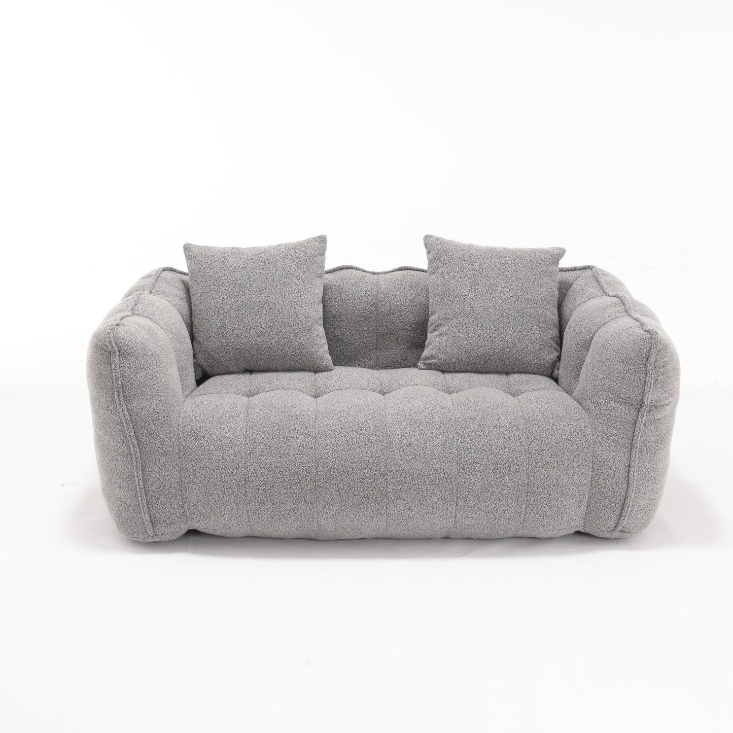 66 Chenille Square Beanbag Chair with High-Resilience Foam Core, Armrests and Handle