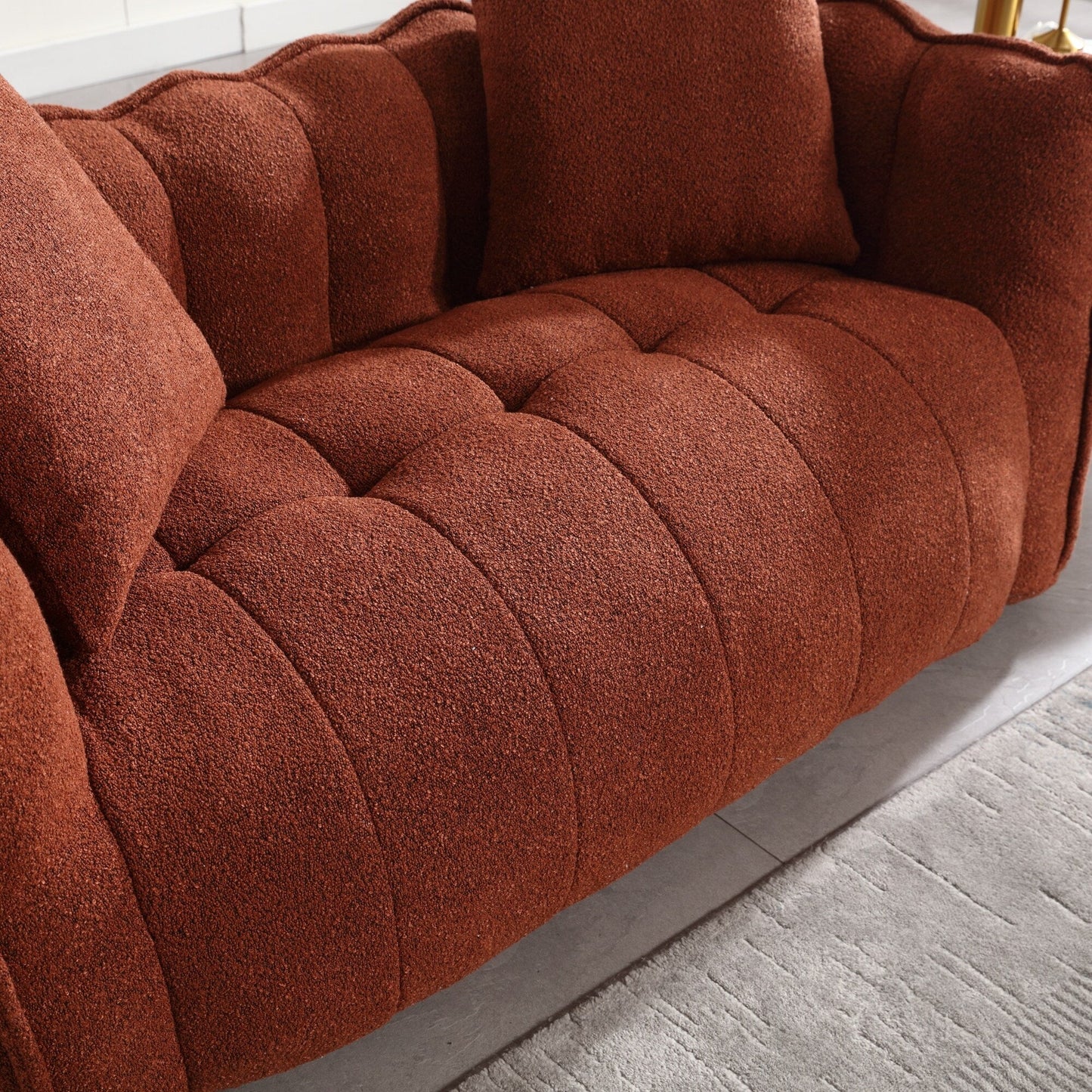 66 Chenille Square Beanbag Chair with High-Resilience Foam Core, Armrests and Handle
