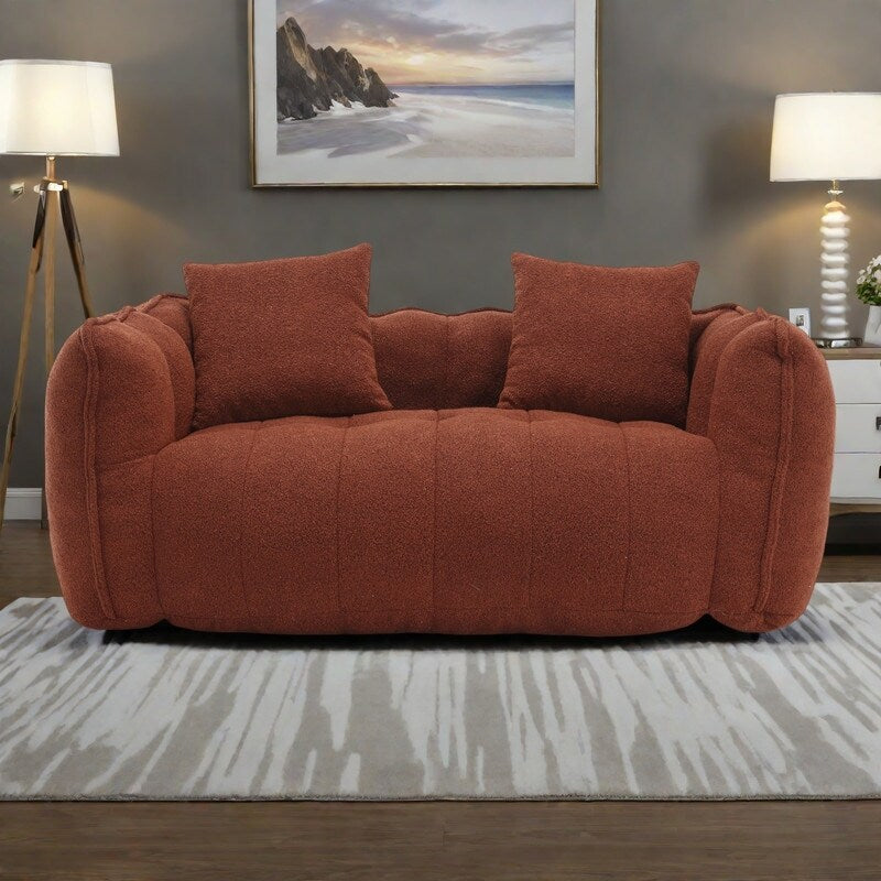 66 Chenille Square Beanbag Chair with High-Resilience Foam Core, Armrests and Handle