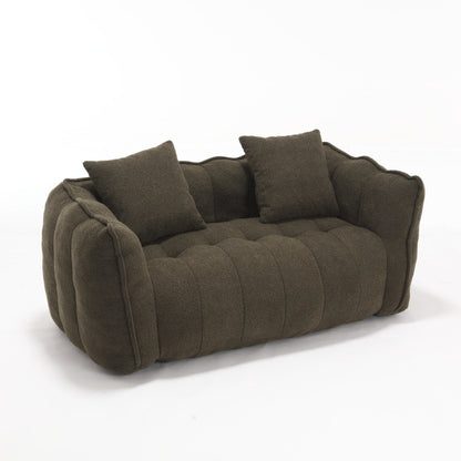 66 Chenille Square Beanbag Chair with High-Resilience Foam Core, Armrests and Handle