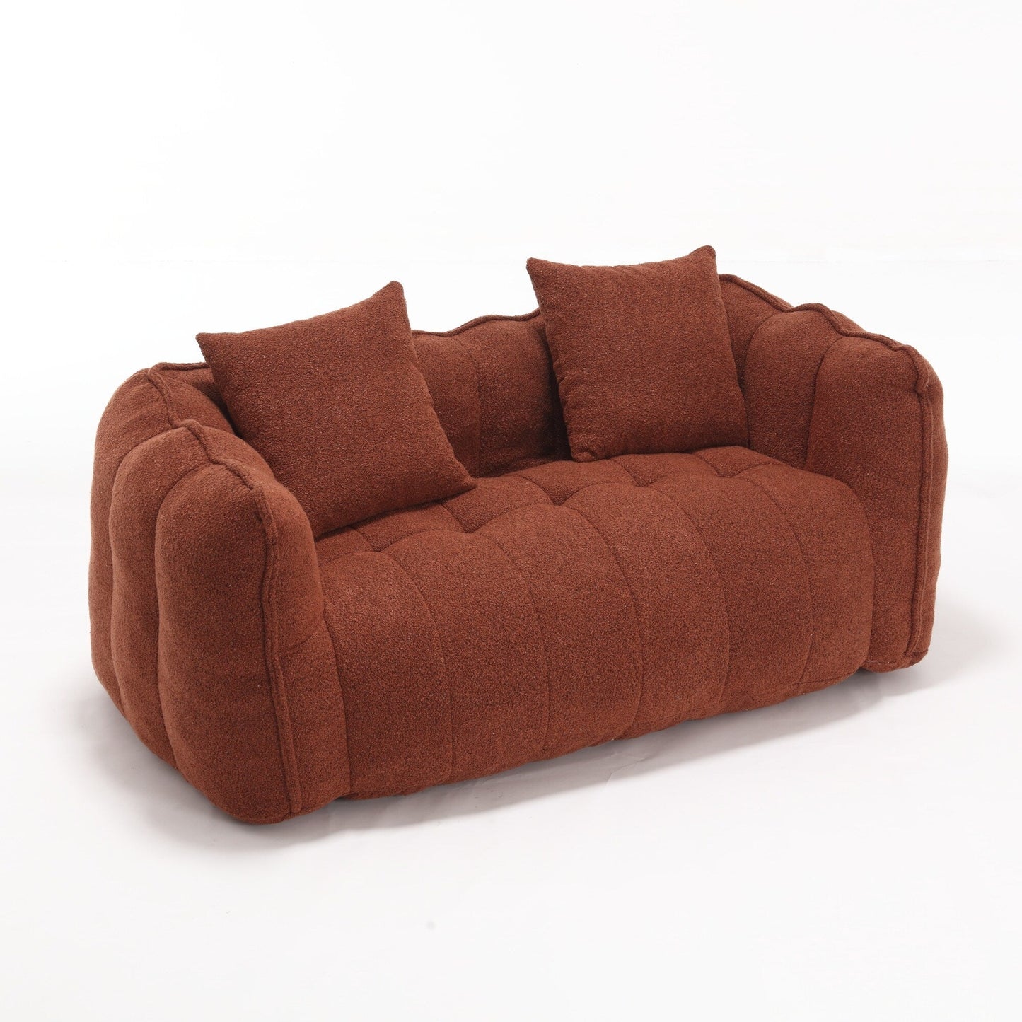 66 Chenille Square Beanbag Chair with High-Resilience Foam Core, Armrests and Handle