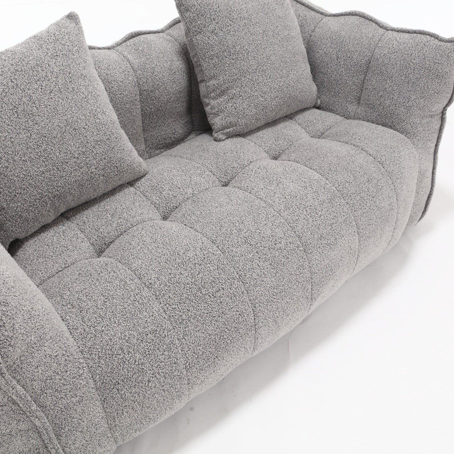 66 Chenille Square Beanbag Chair with High-Resilience Foam Core, Armrests and Handle