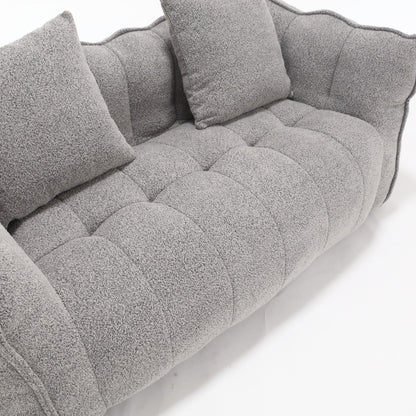 66 Chenille Square Beanbag Chair with High-Resilience Foam Core, Armrests and Handle