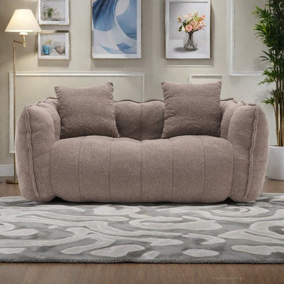 66 Chenille Square Beanbag Chair with High-Resilience Foam Core, Armrests and Handle