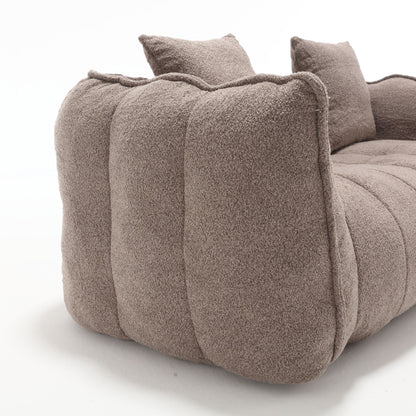 66 Chenille Square Beanbag Chair with High-Resilience Foam Core, Armrests and Handle