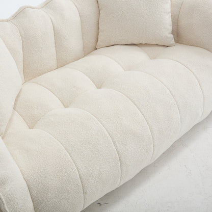 66 Chenille Square Beanbag Chair with High-Resilience Foam Core, Armrests and Handle