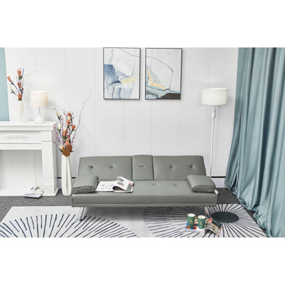 White Leather Multifunctional Pull-out Sofa Bed with Coffee Table - 31.00 x 67.00 x 33.00