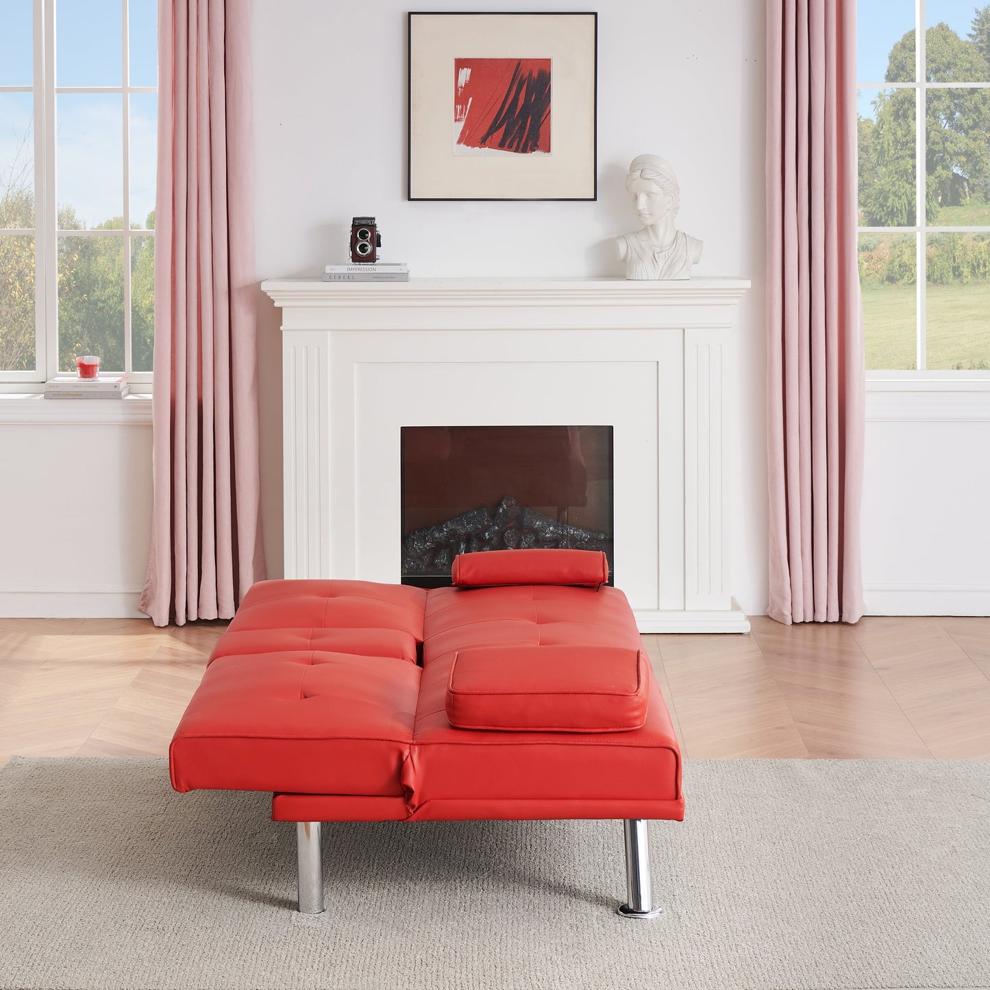 67 PU Multifunctional Double Folding Sofa Bed with Coffee Table