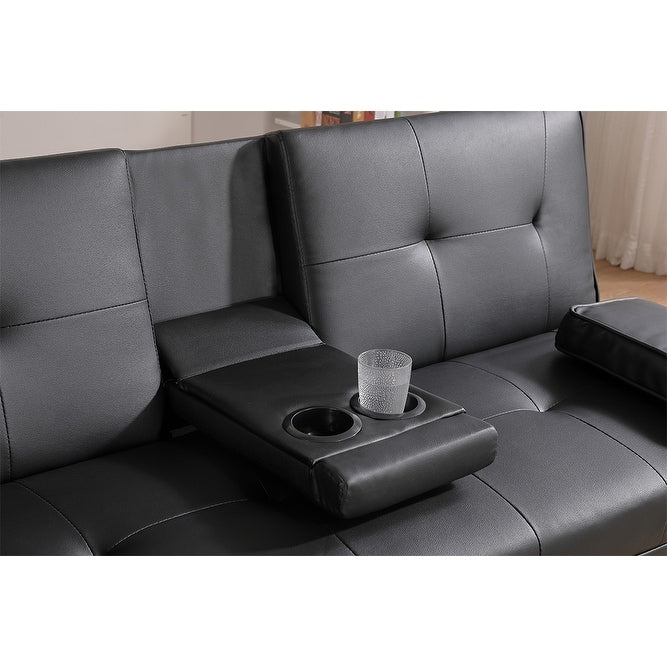 67 PU Multifunctional Double Folding Sofa Bed with Coffee Table