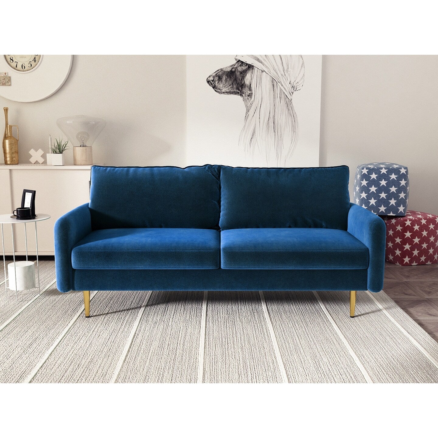 70'' Velvet Square Arm Sofa