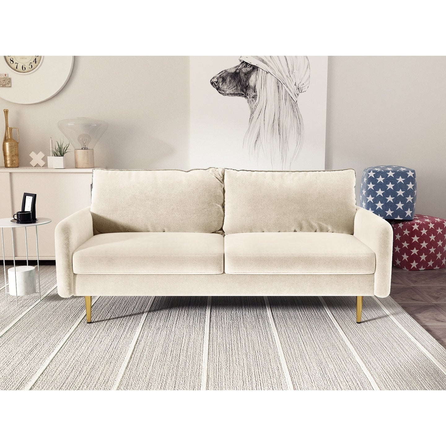70'' Velvet Square Arm Sofa