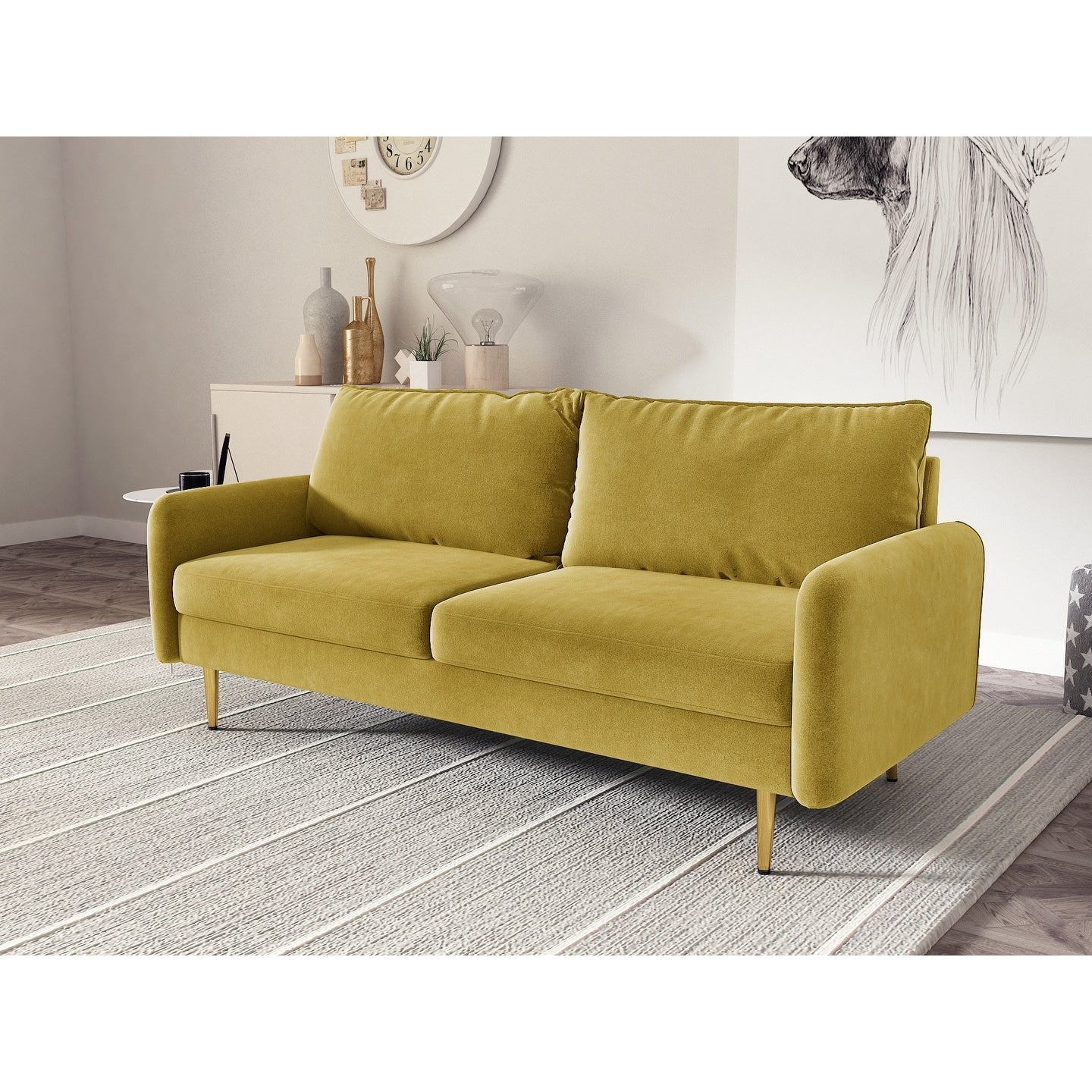 70'' Velvet Square Arm Sofa