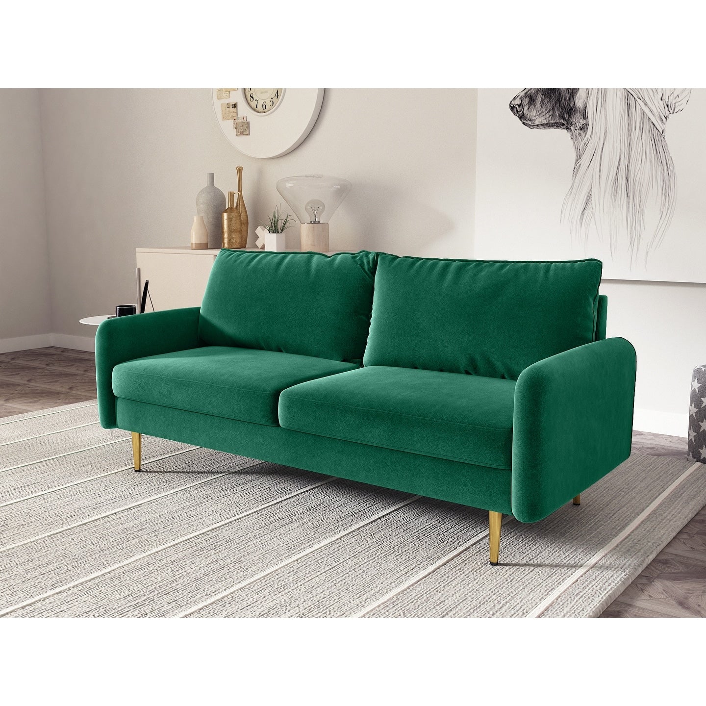 70'' Velvet Square Arm Sofa
