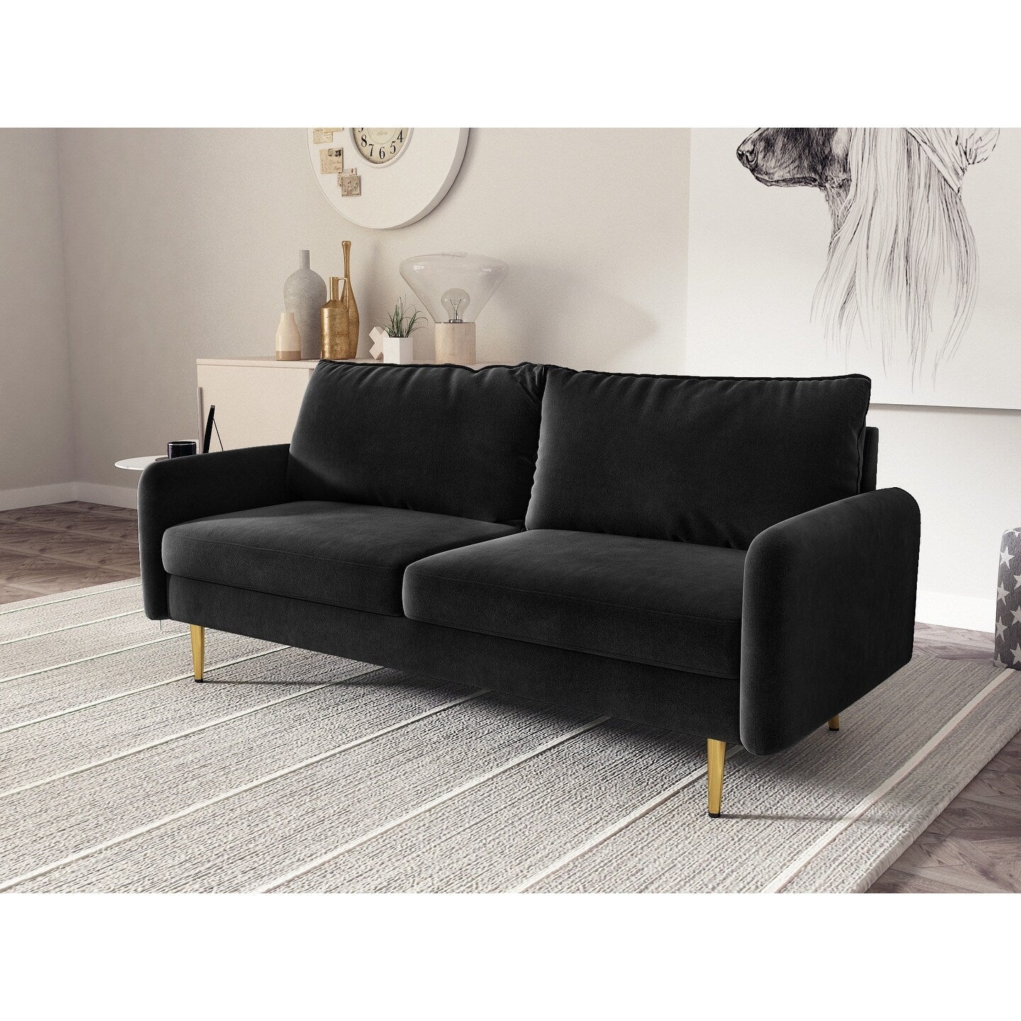 70'' Velvet Square Arm Sofa
