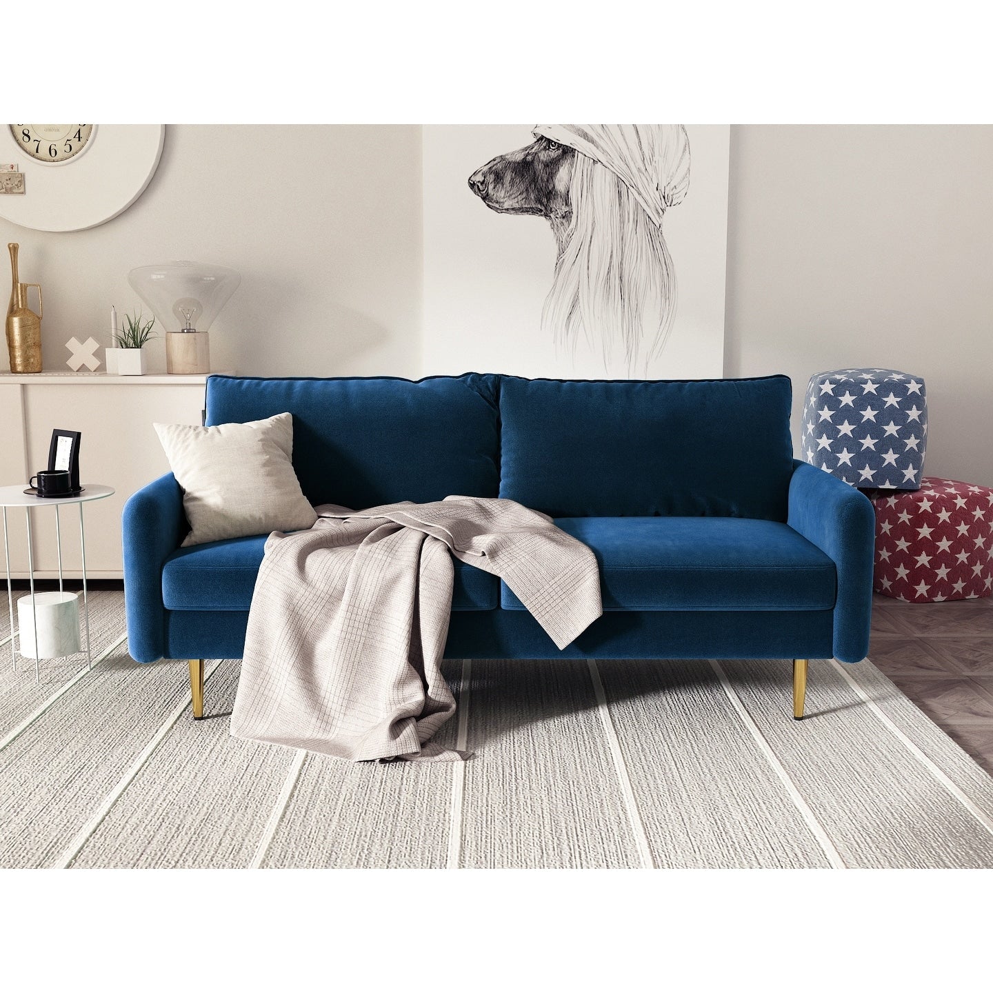 70'' Velvet Square Arm Sofa