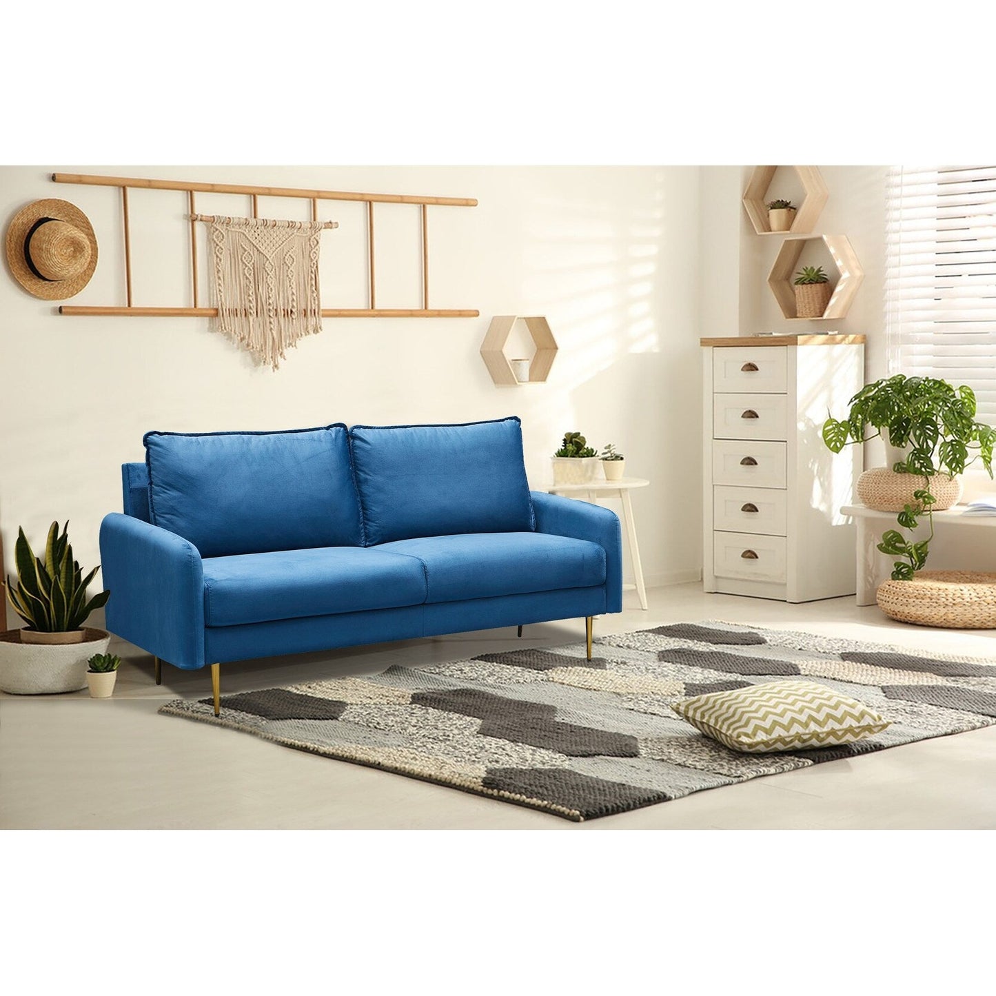70'' Velvet Square Arm Sofa
