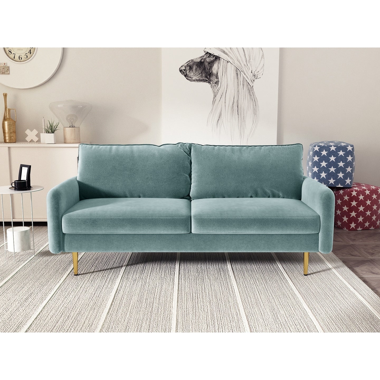 70'' Velvet Square Arm Sofa