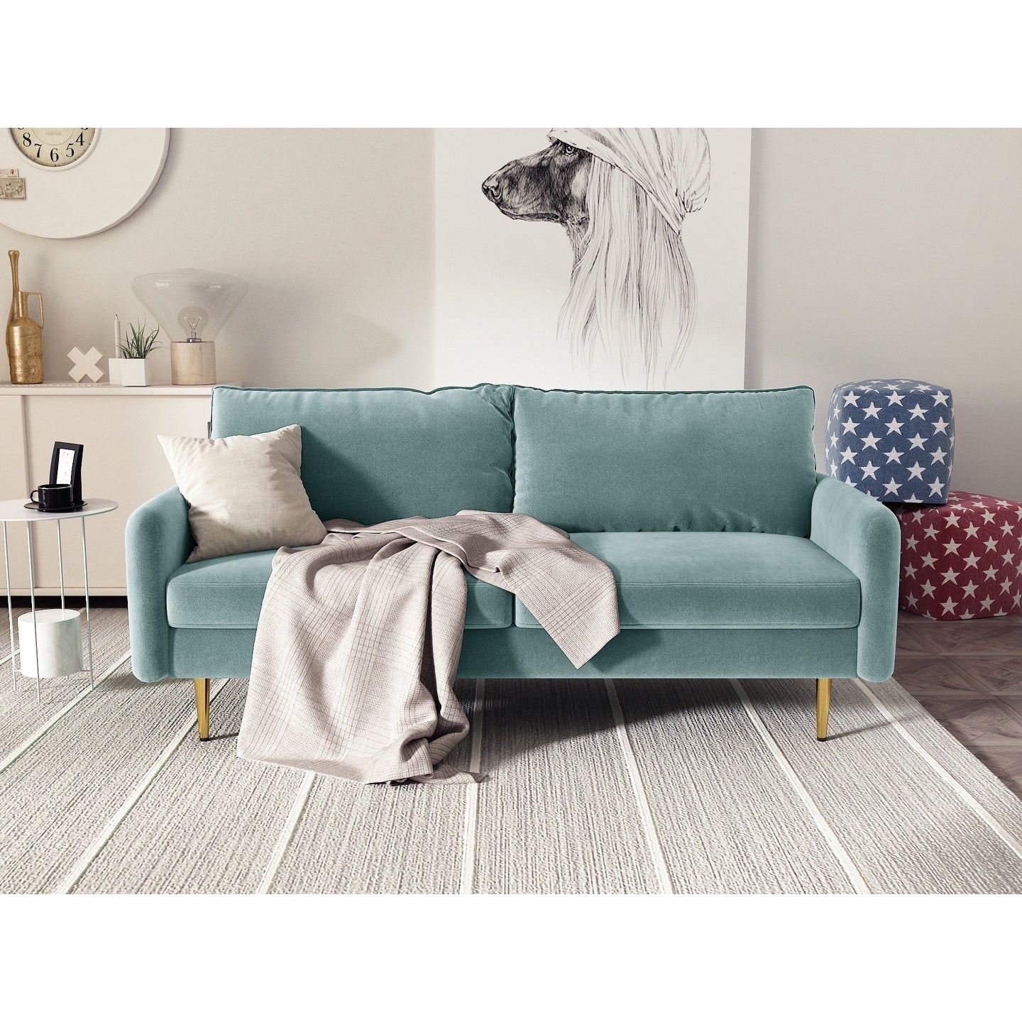 70'' Velvet Square Arm Sofa