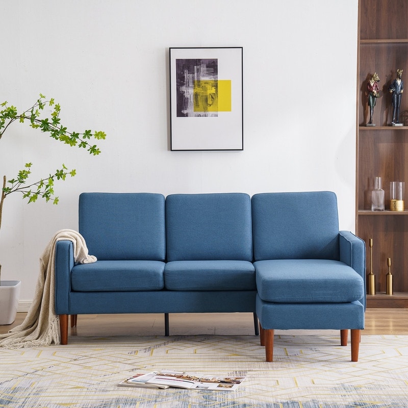 71.65 W. Linen American Armrest 3 Persons With Concubine Pedal Indoor Modular Sofa in Beige