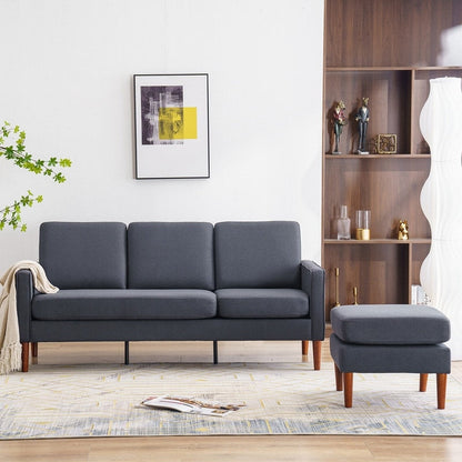 71.65 W. Linen American Armrest 3 Persons With Concubine Pedal Indoor Modular Sofa in Beige