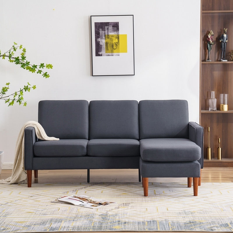 71.65 W. Linen American Armrest 3 Persons With Concubine Pedal Indoor Modular Sofa in Beige
