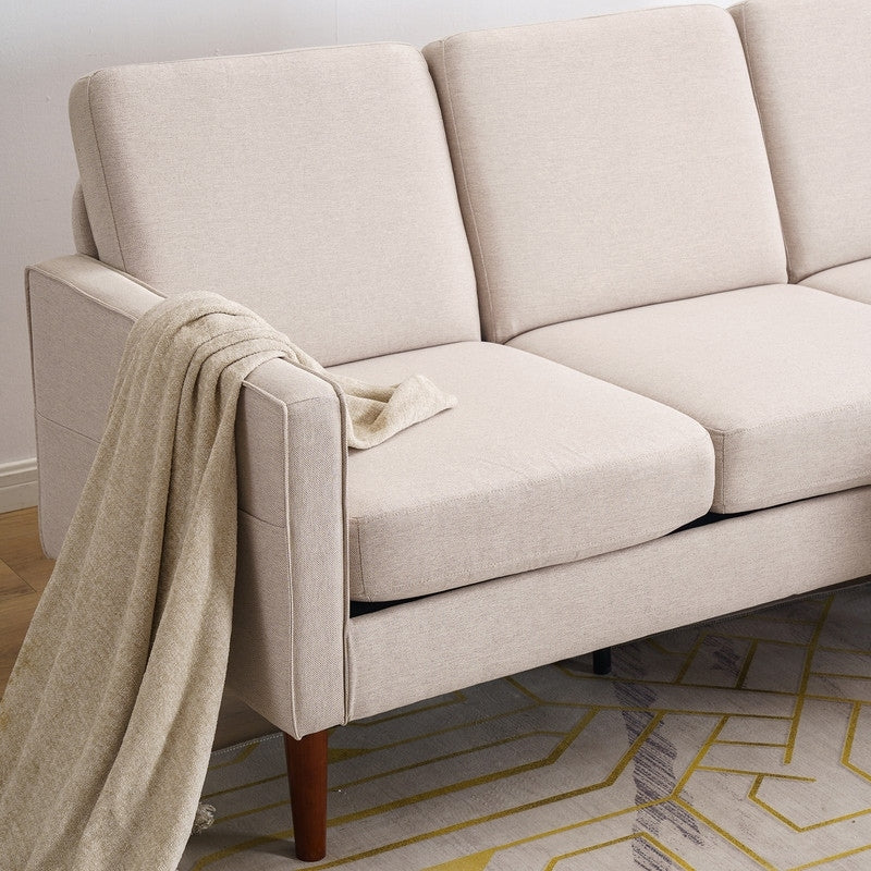 71.65 W. Linen American Armrest 3 Persons With Concubine Pedal Indoor Modular Sofa in Beige