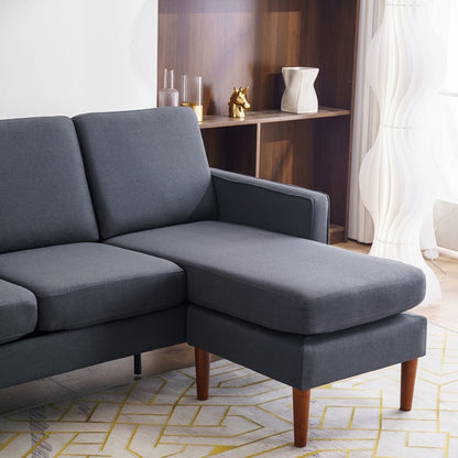 71.65 W. Linen American Armrest 3 Persons With Concubine Pedal Indoor Modular Sofa in Beige