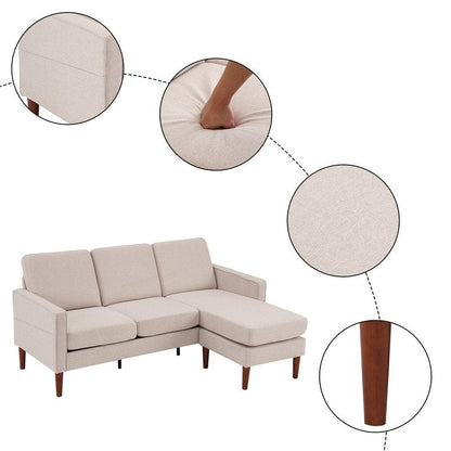 71.65 W. Linen American Armrest 3 Persons With Concubine Pedal Indoor Modular Sofa in Beige