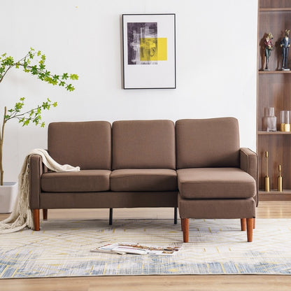 71.65 W. Linen American Armrest 3 Persons With Concubine Pedal Indoor Modular Sofa in Beige