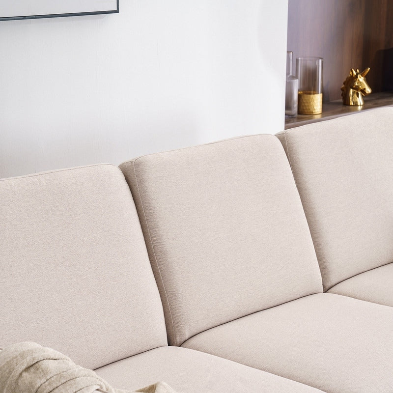 71.65 W. Linen American Armrest 3 Persons With Concubine Pedal Indoor Modular Sofa in Beige