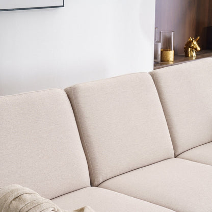 71.65 W. Linen American Armrest 3 Persons With Concubine Pedal Indoor Modular Sofa in Beige