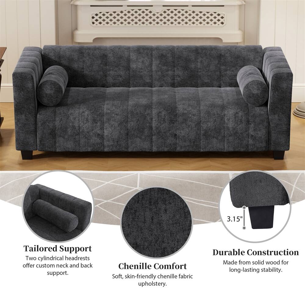 78.7 Chenille Upholstered Sofa with Legs