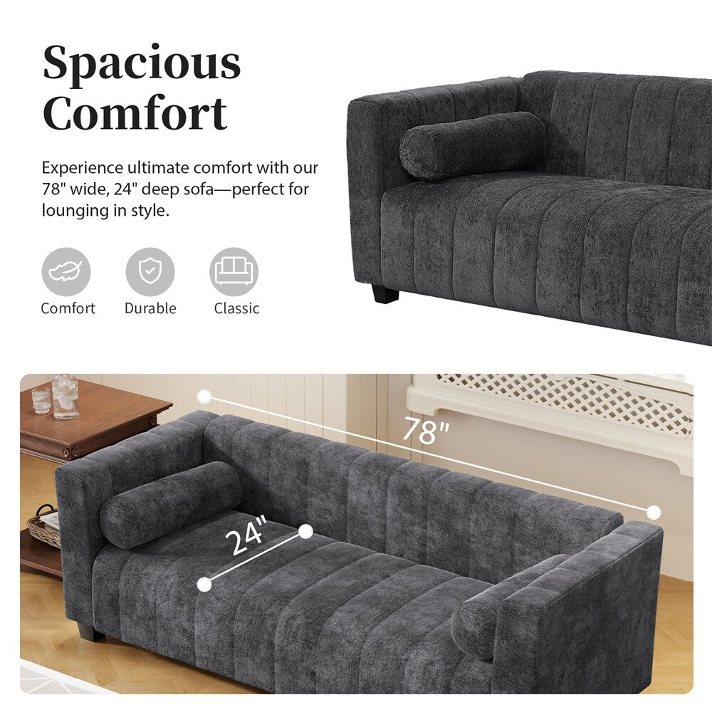 78.7 Chenille Upholstered Sofa with Legs
