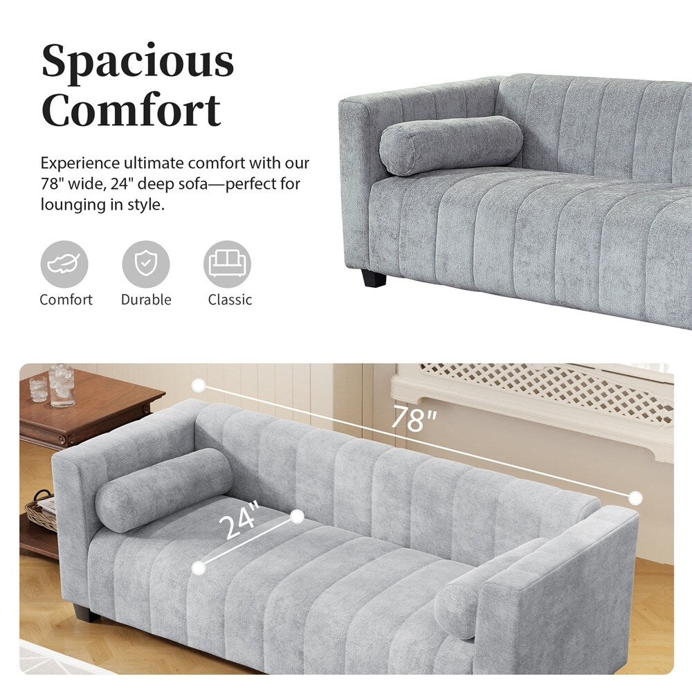 78.7 Chenille Upholstered Sofa with Legs