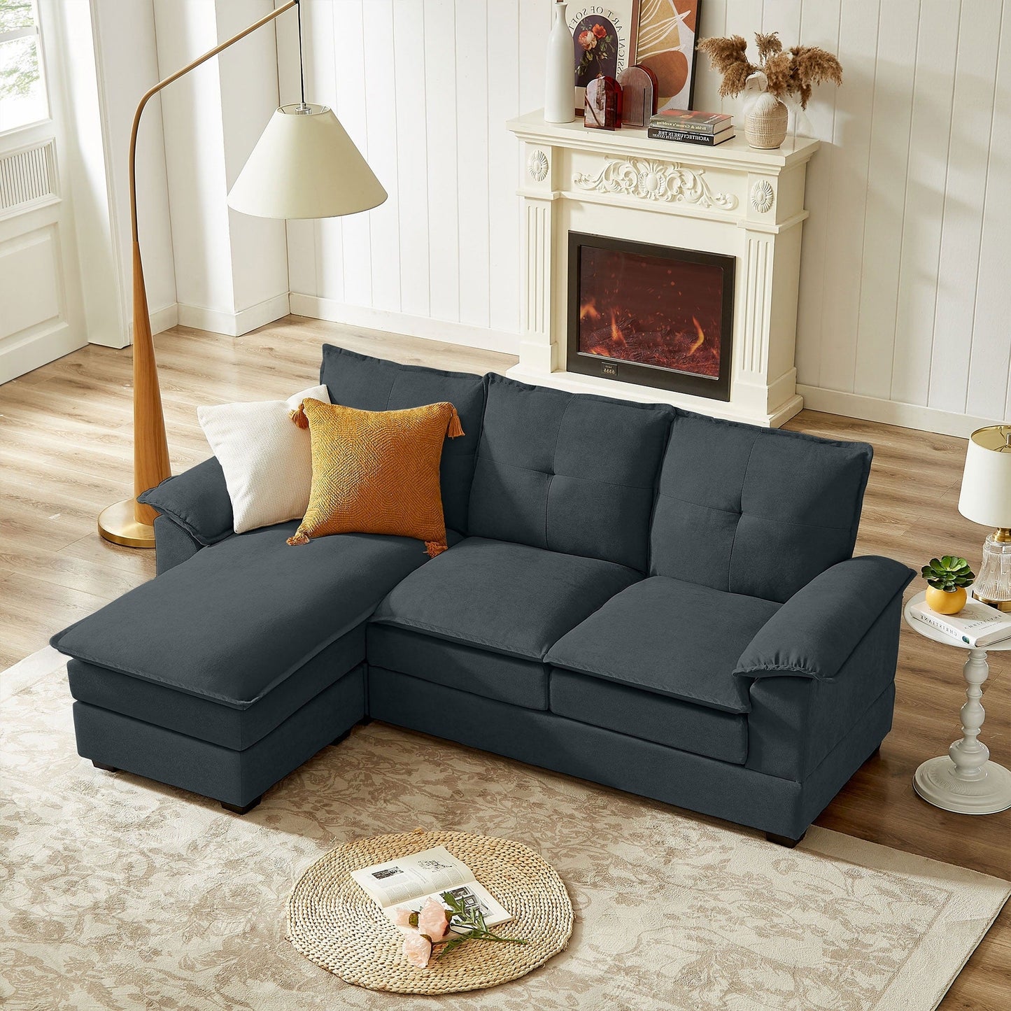 82.28 Inches L Shape Sectional Sofa with Cloud Seats for Living Room