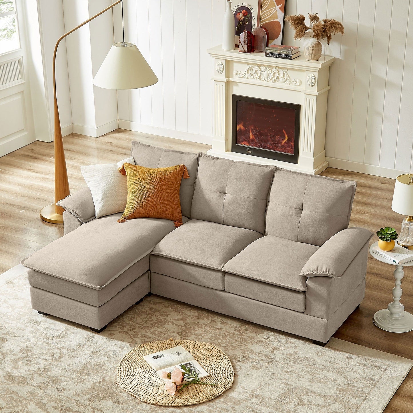 82.28 Inches L Shape Sectional Sofa with Cloud Seats for Living Room