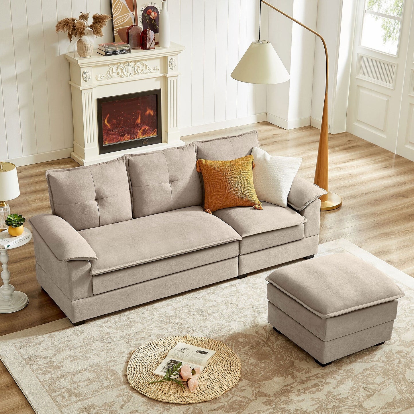 82.28 Inches L Shape Sectional Sofa with Cloud Seats for Living Room