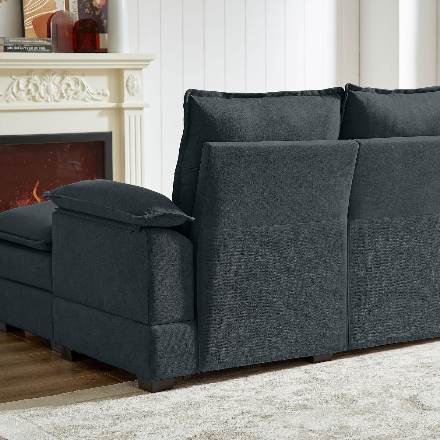 82.28 Inches L Shape Sectional Sofa with Cloud Seats for Living Room