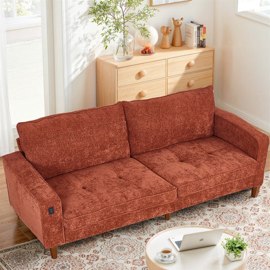 82.6 Inch Modern Living Room Chenille Recliner Sofa, loveseat Sofa,Removable Sofa Cover with USB, Easy to Instal
