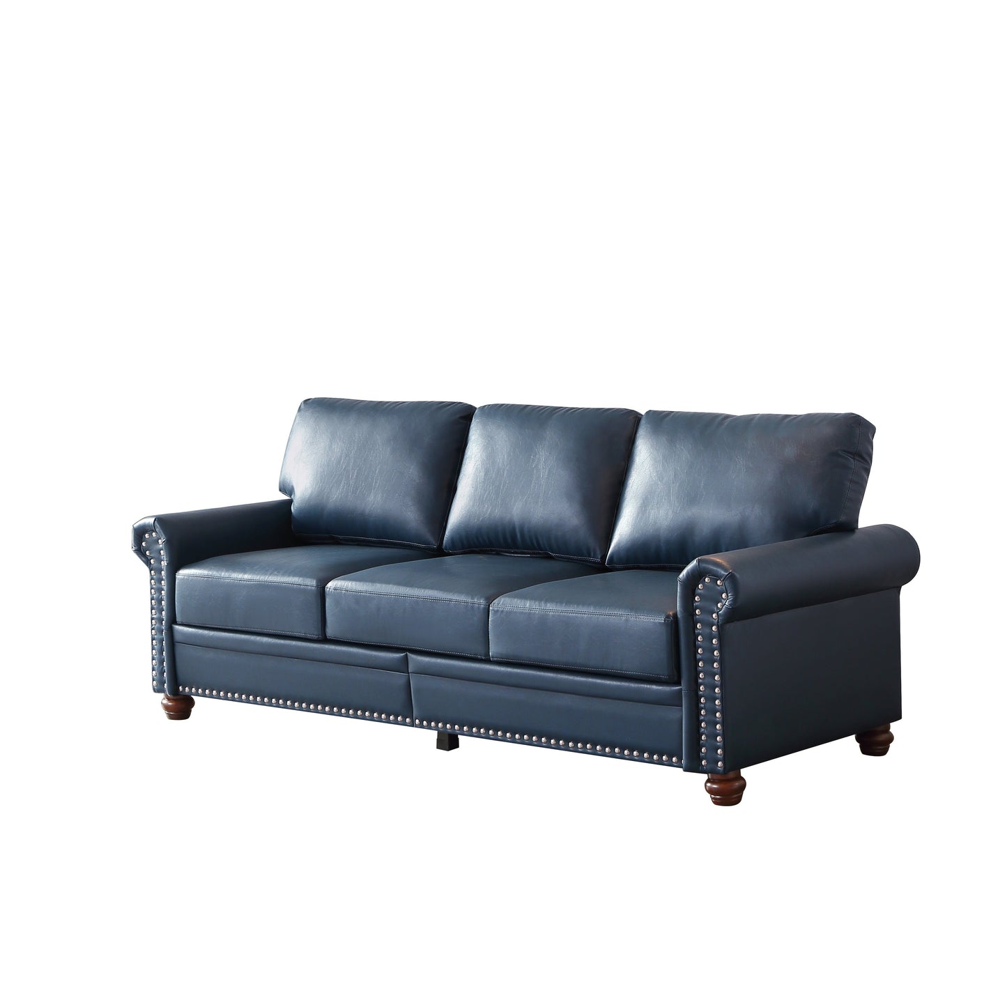 82.68 3-Seater Sofa PU Leather Sofa with Storage, Solid Wood And Metal Frame, 6-Leg Support, Under-Seat Storage Boxes