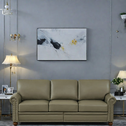 82.68 3-Seater Sofa PU Leather Sofa with Storage, Solid Wood And Metal Frame, 6-Leg Support, Under-Seat Storage Boxes