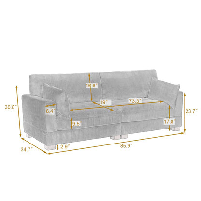 84.5â³W Modern Corduroy Couch Modular Sofa