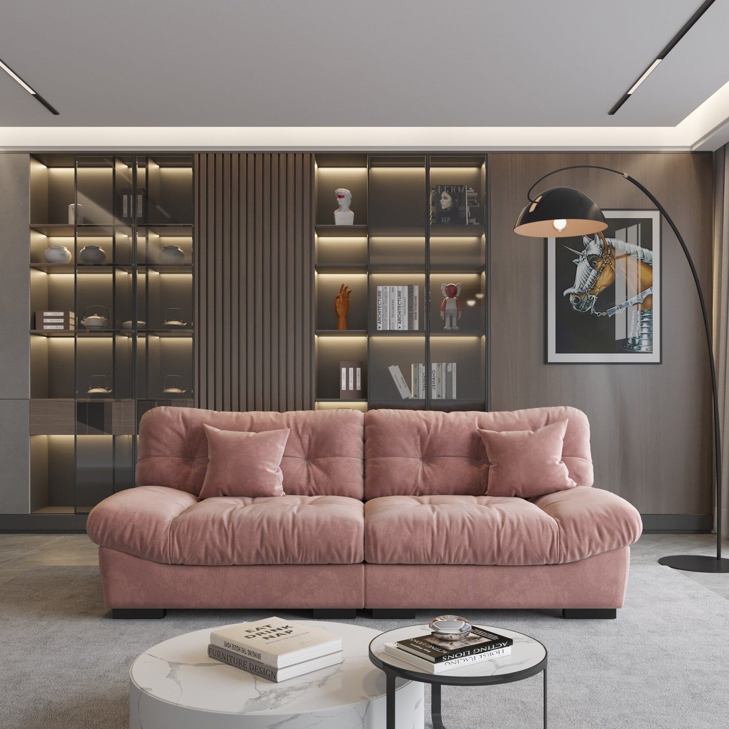 89 Fluffy Cloud Couches Sectional, Modern Minimalist Sofas With Two Pillows