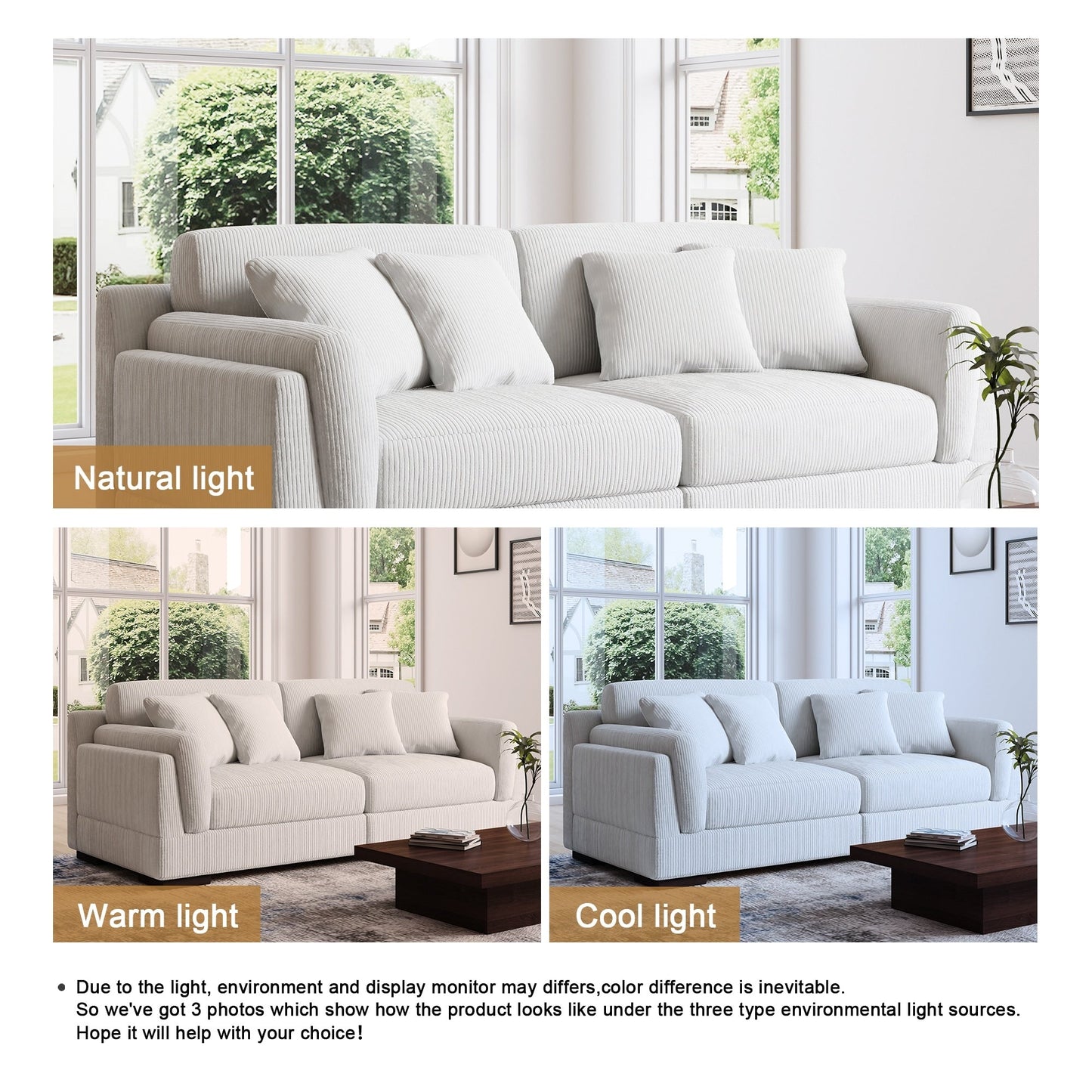 90 Loveseat Sofa Modern and Cozy Corduroy Couch