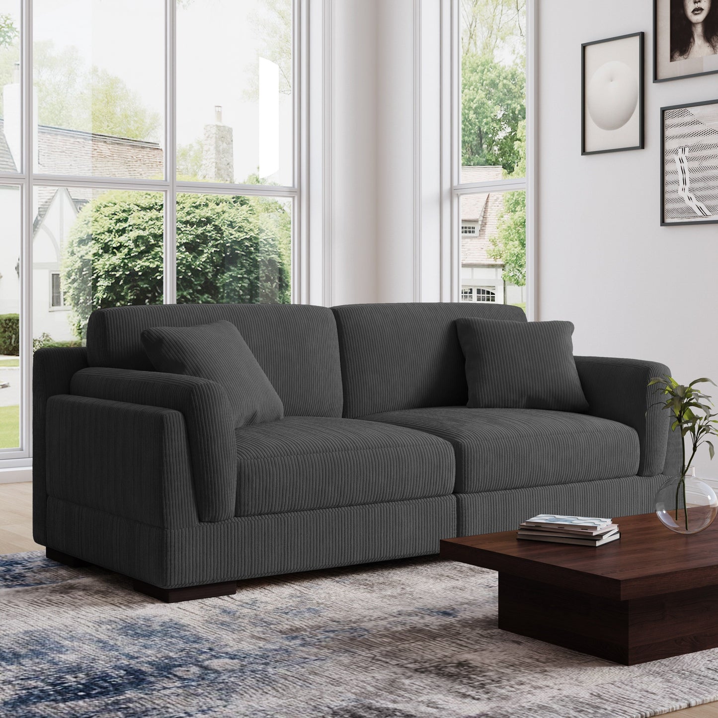 90 Loveseat Sofa Modern and Cozy Corduroy Couch