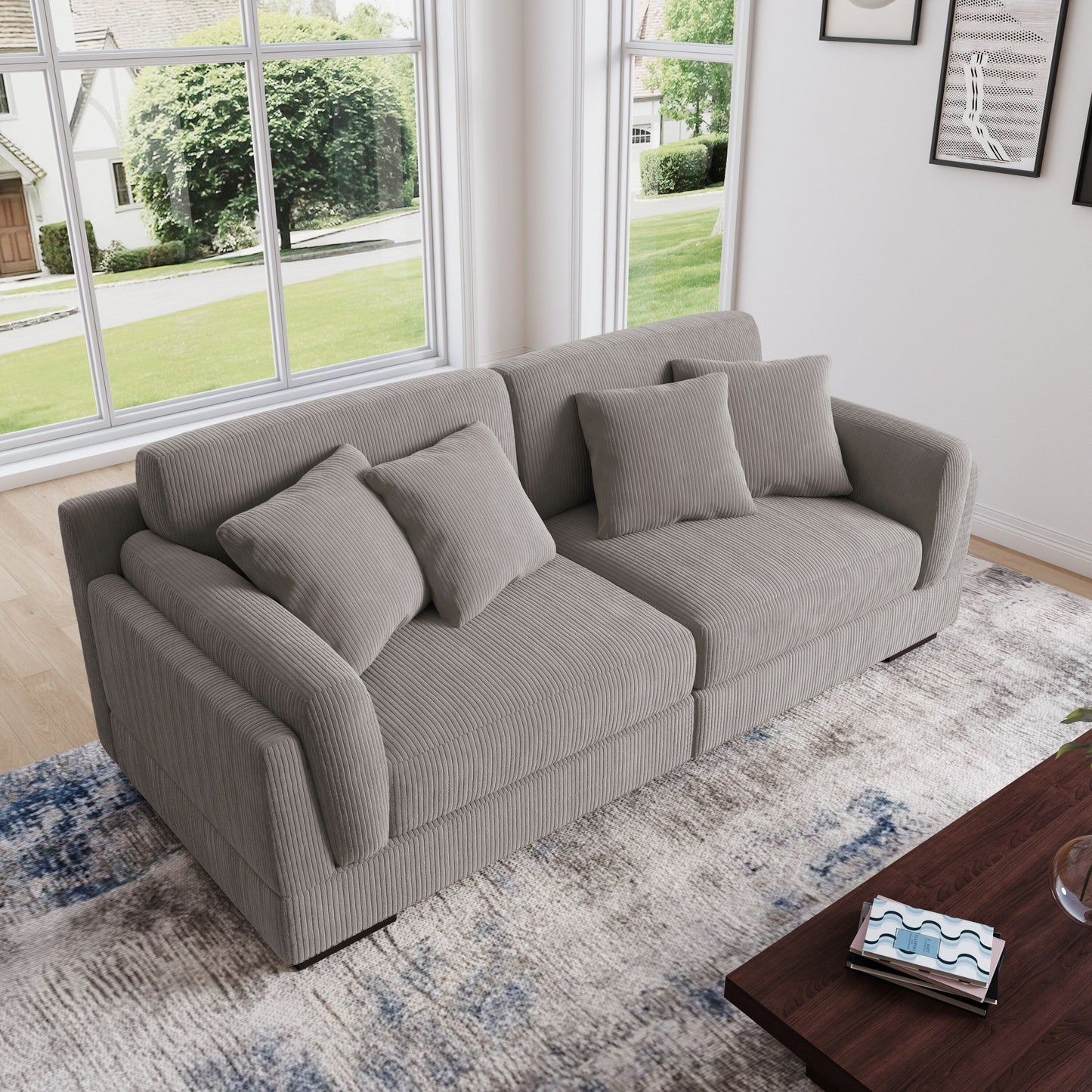 90 Loveseat Sofa Modern and Cozy Corduroy Couch