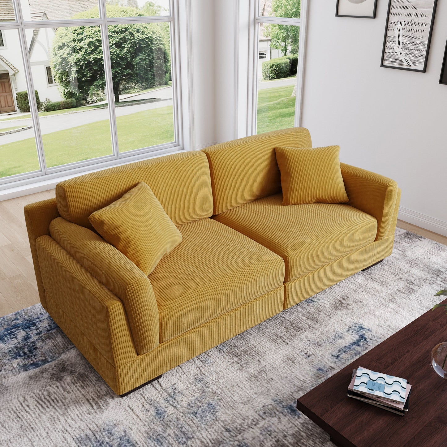 90 Loveseat Sofa Modern and Cozy Corduroy Couch